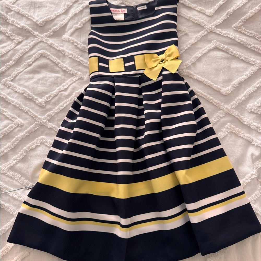Jessica Blue Fit and Flare Dress with Sleeveless Design and Crew Neck
